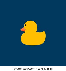 Yellow rubber duck Vector illustration on blue background