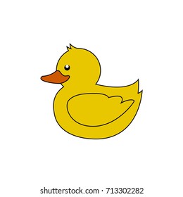 Yellow rubber duck. Vector image of yellow cartoon duck.