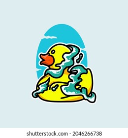 Yellow rubber duck with water, Vector illustration eps.10