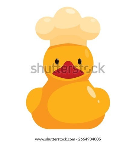 Yellow rubber duck wearing a chef hat, ready to cook a delicious meal