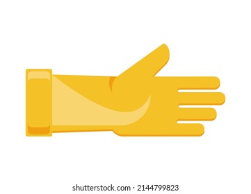 Yellow rubber glove for hands protection gardening agriculture work isometric icon vector illustration. Hygienic fingers arm protective equipment safety wear. Latex skin care protective equipment