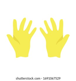 Yellow rubber gloves for cleaning. Vector illustration EPS 10.