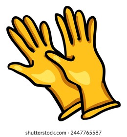 Guantes de goma amarillos Doodle Icon. Ilustración en color de caricatura simple