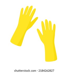 Yellow rubber gloves. Flat style. Vector illustration 