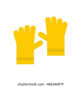 Yellow rubber gloves icon in flat style isolated on white background. Hand protection symbol vector illustration