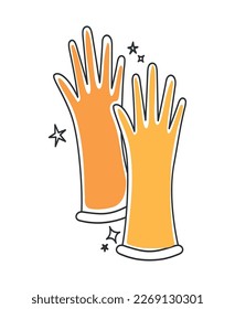 yellow rubber gloves over white