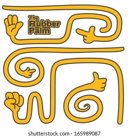 Yellow Rubber Hand. Vector graphics set.