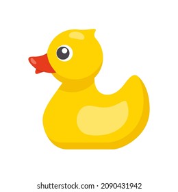 Yellow rubber plastic duck. Vector illustration in flat style