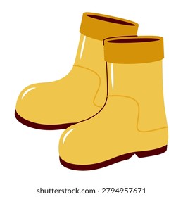 Yellow Rubber Rain Boots, Practical Footwear for Wet Weather