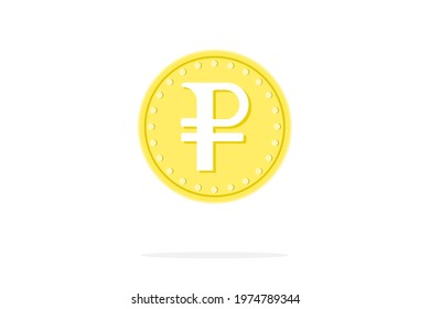 Yellow Ruble Coin vector icon isolated on white