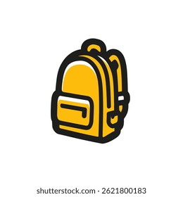 Yellow rucksack carries books isolated drawing simple illustration