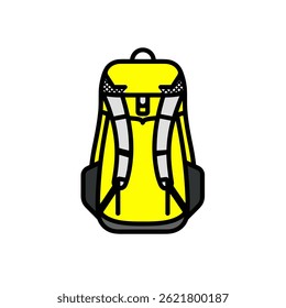 Yellow rucksack stands centered isolated studio shot