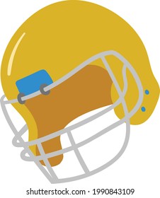 Yellow Rugby Helmet Vector Isolated on White Background. Children Book Illustration Graphics. Sports Wear Vector Graphics.
