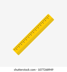 Yellow ruler in flat style. Vector illustration.