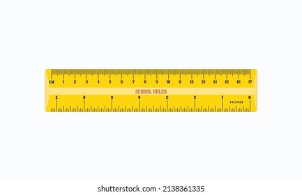 Yellow ruler icon. Inch and metric rulers. Centimeters and inches measuring scale cm metrics indicator. Inch black lines. Vector isolated measure. Measuring tool. Ruler icon symbol. Scale Vector line.