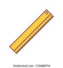 Yellow ruler icon isolated on white background. Measuring tools illustration