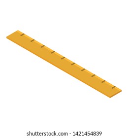 Yellow ruler icon. Isometric of yellow ruler vector icon for web design isolated on white background