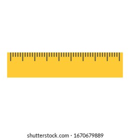 Yellow ruler icon on white background. Flat isolated illustration of rule vector icon for any web design