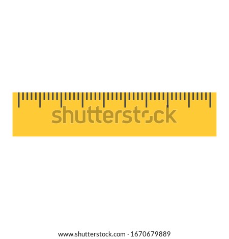 Yellow ruler icon on white background. Flat isolated illustration of rule vector icon for any web design