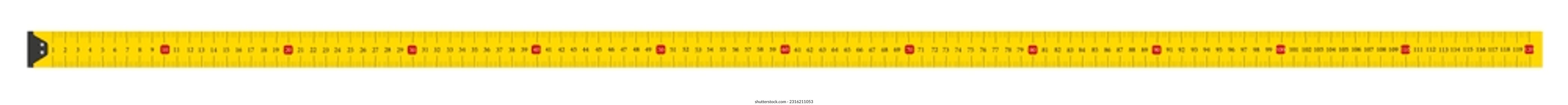 Yellow ruler for measuring length in cm. Long metric tape with scale. Tape measure with a metal ruler for measuring in millimeters, centimeters and meters. Vector illustration.	