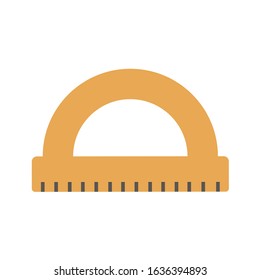 Yellow ruler on white background. Vector illustration in trendy flat style. EPS 10.