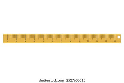 Yellow ruler on white background. Vector illustration