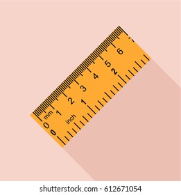 Yellow ruler, rectangular shape icon. Flat illustration of yellow ruler, rectangular shape vector icon for web