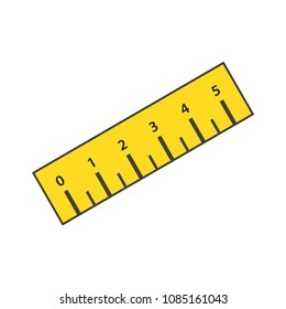 Yellow ruler vector, measure icon.
