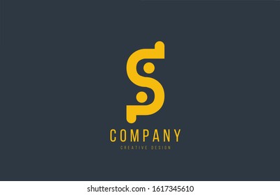 yellow S alphabet letter for company logo or logotype icon design. Suitable for a business