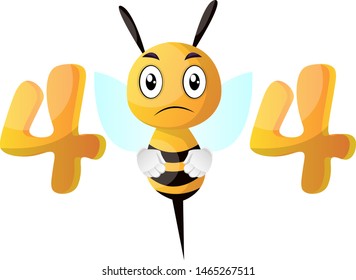 Yellow sad bee  , illustration, vector on white background.