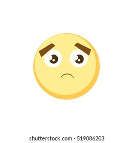 Yellow sad emoji icon for app game, ui or web design template. Vector emotion sign face