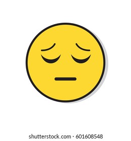Yellow Sad Face Negative People Emotion Icon Flat Vector Illustration