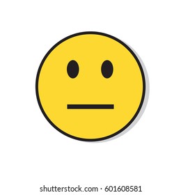 Yellow Sad Face Negative People Emotion Icon Flat Vector Illustration
