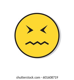 Yellow Sad Face Negative People Emotion Icon Flat Vector Illustration