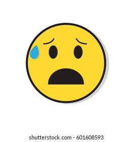 Yellow Sad Face Shocked Negative People Emotion Icon Flat Vector Illustration