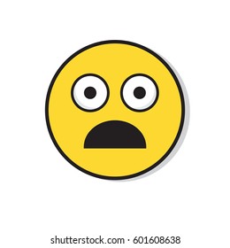 Yellow Sad Face Shocked Negative People Emotion Icon Flat Vector Illustration