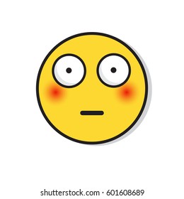 Yellow Sad Face Shocked Negative People Emotion Icon Flat Vector Illustration