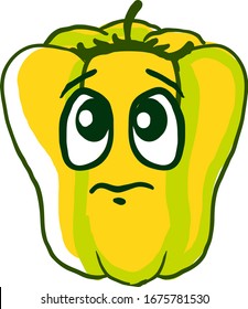 Yellow sad pepper, illustration, vector on white background.