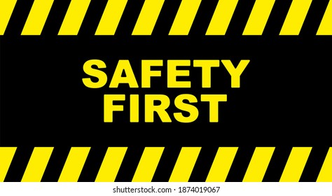 Yellow safety first sign. vector icon	