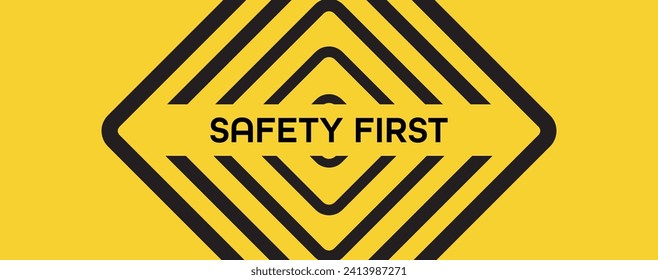 Yellow safety first sign. vector icon
