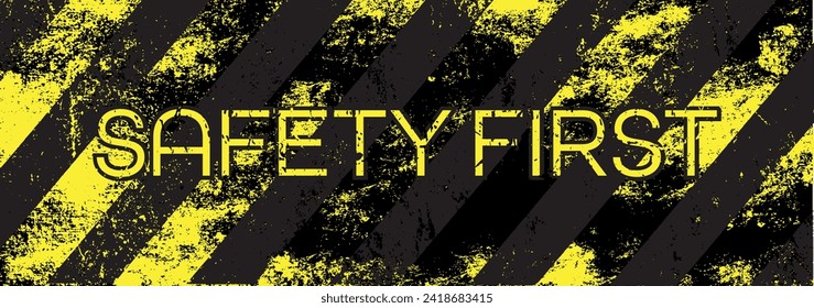 Yellow safety first sign. vector icon