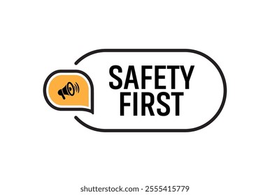 Yellow safety first sign. vector icon