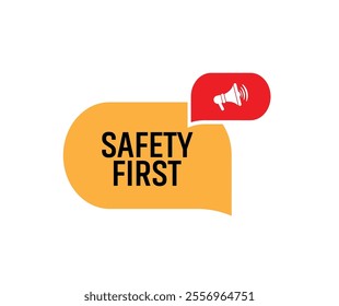 Yellow safety first sign. vector icon
