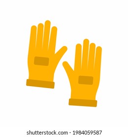 Yellow safety gloves for engineer in flat element style isolated on white background