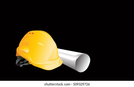 Yellow safety hard hat, construction
