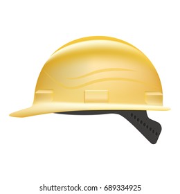 Yellow Safety Hard Hat Isolated On A White Background. Vector Illustration. Industrial Security. Repair Symbol
