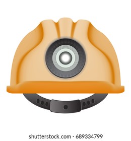 Yellow Safety Hard Helmet Isolated On A White Background. Vector Illustration. Industrial Security. Repair Symbol