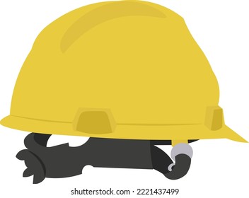 YELLOW SAFETY HELMET for general field workers or sub-contractors.Vector Image