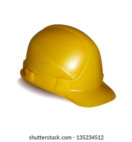 Yellow safety helmet on white background