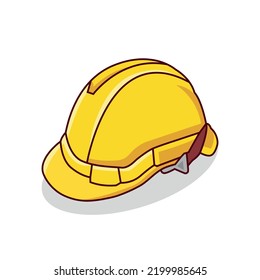 Casco de seguridad amarillo sobre fondo blanco. Ilustración vectorial de sombrero duro